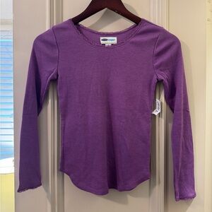 Old Navy Girls Long Sleeve Tee with Lace Trim in Purple NWT